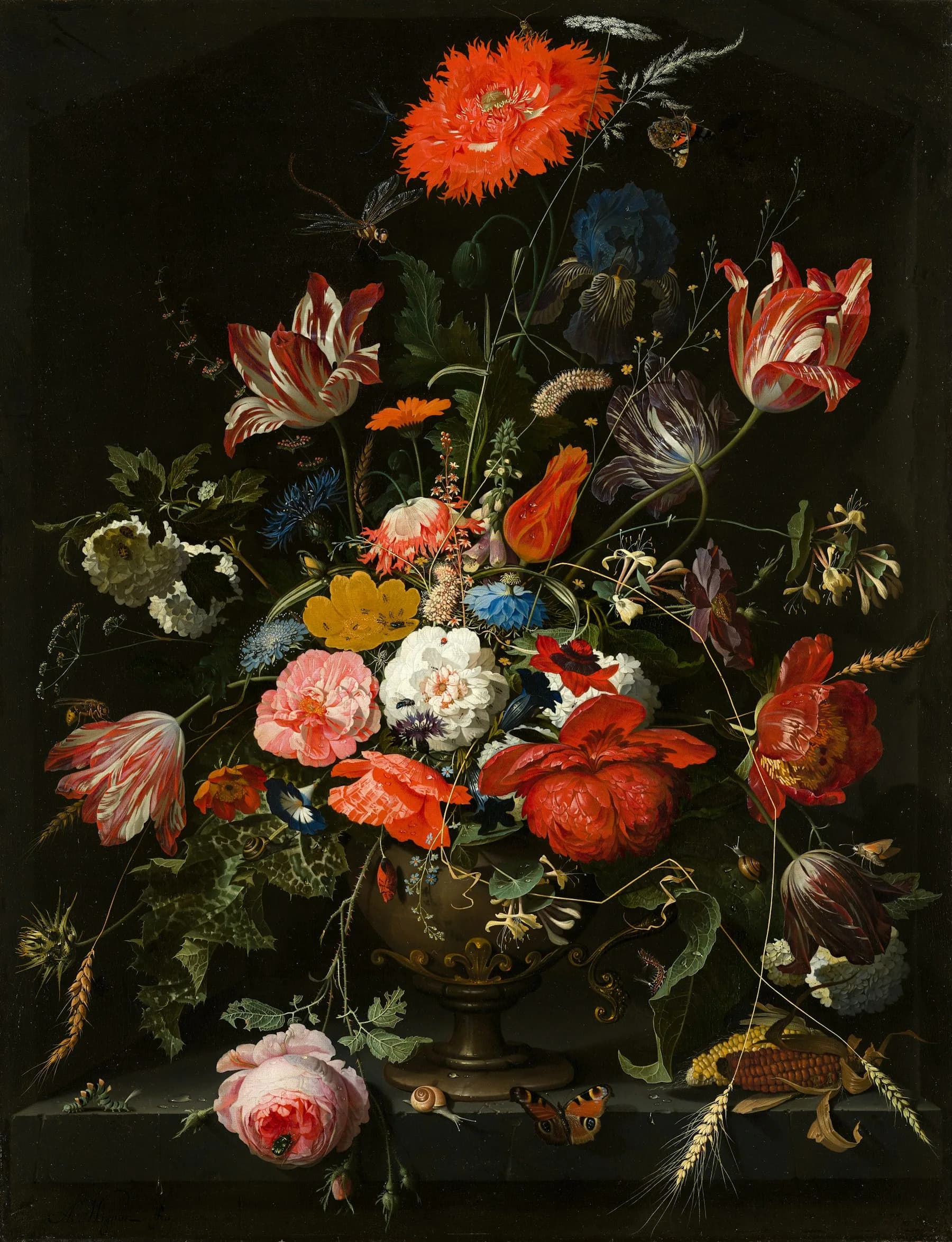 Classic floral oil painting — roses and garden ingredients