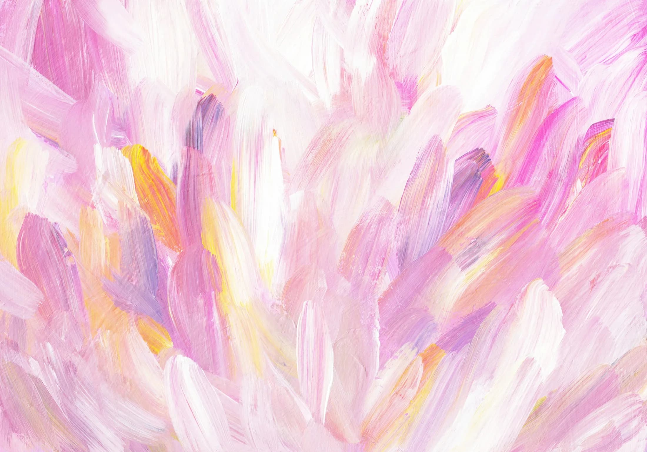 Pink, blue, and yellow abstract fine-art painting